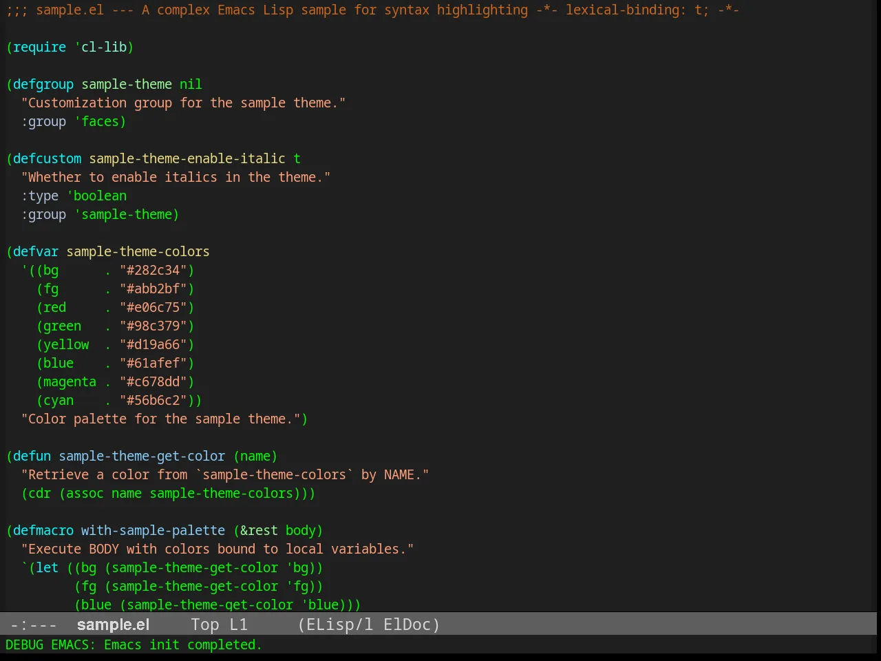 Calmer Forest Theme in emacs-lisp-mode