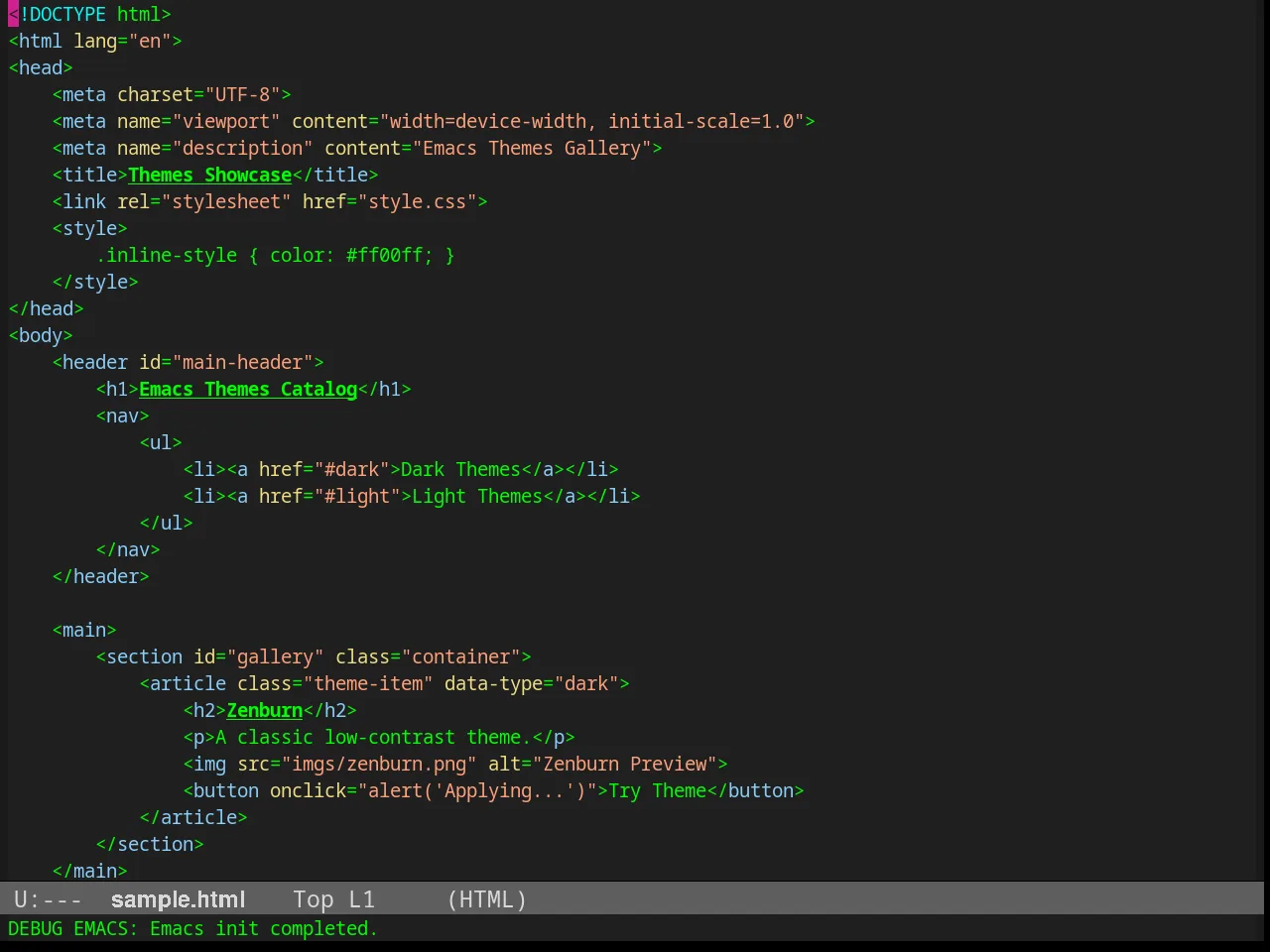Calmer Forest Theme in html-mode