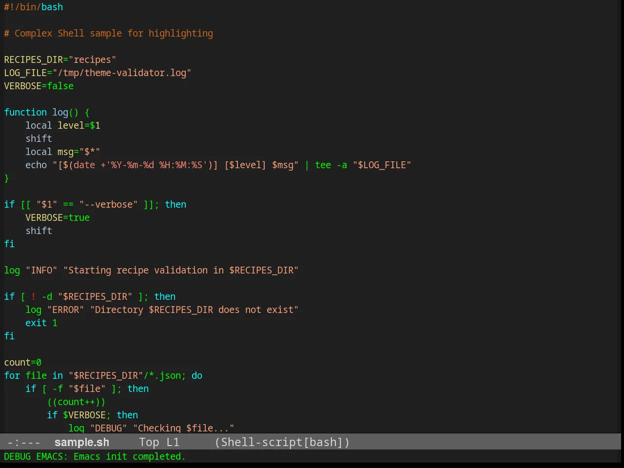 Calmer Forest Theme in sh-mode