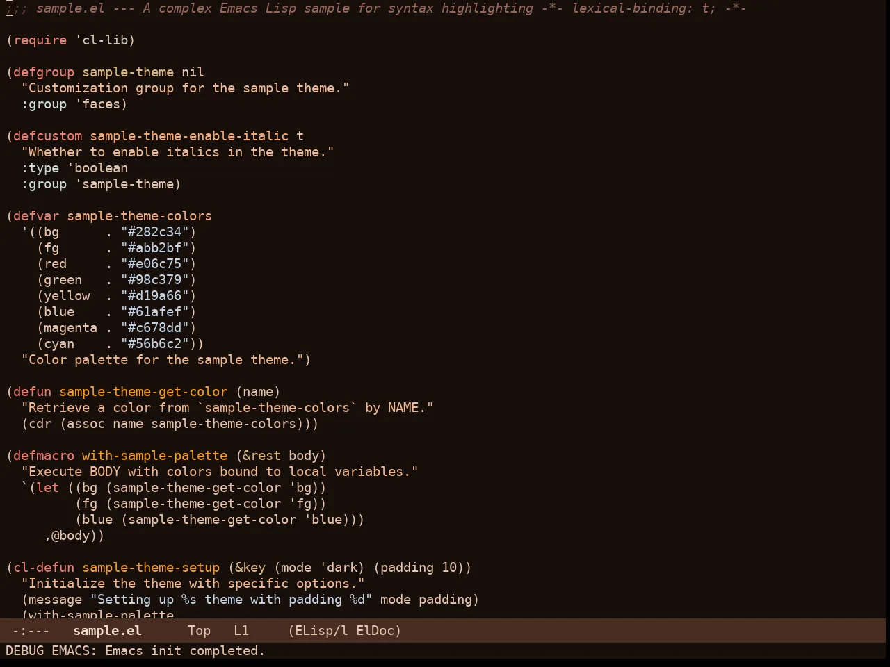 Cappuccino Noir Theme in emacs-lisp-mode