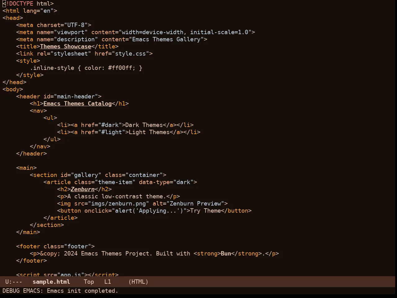Cappuccino Noir Theme in html-mode