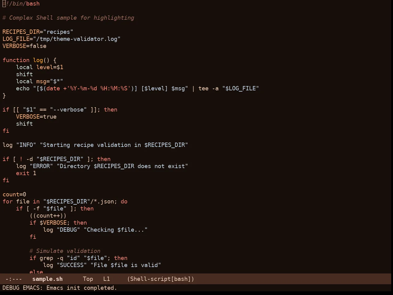 Cappuccino Noir Theme in sh-mode