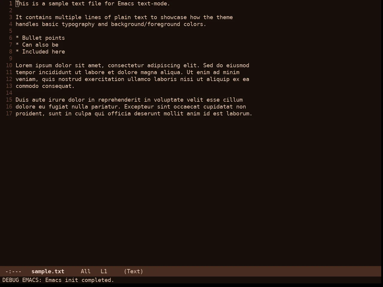 Cappuccino Noir Theme in text-mode