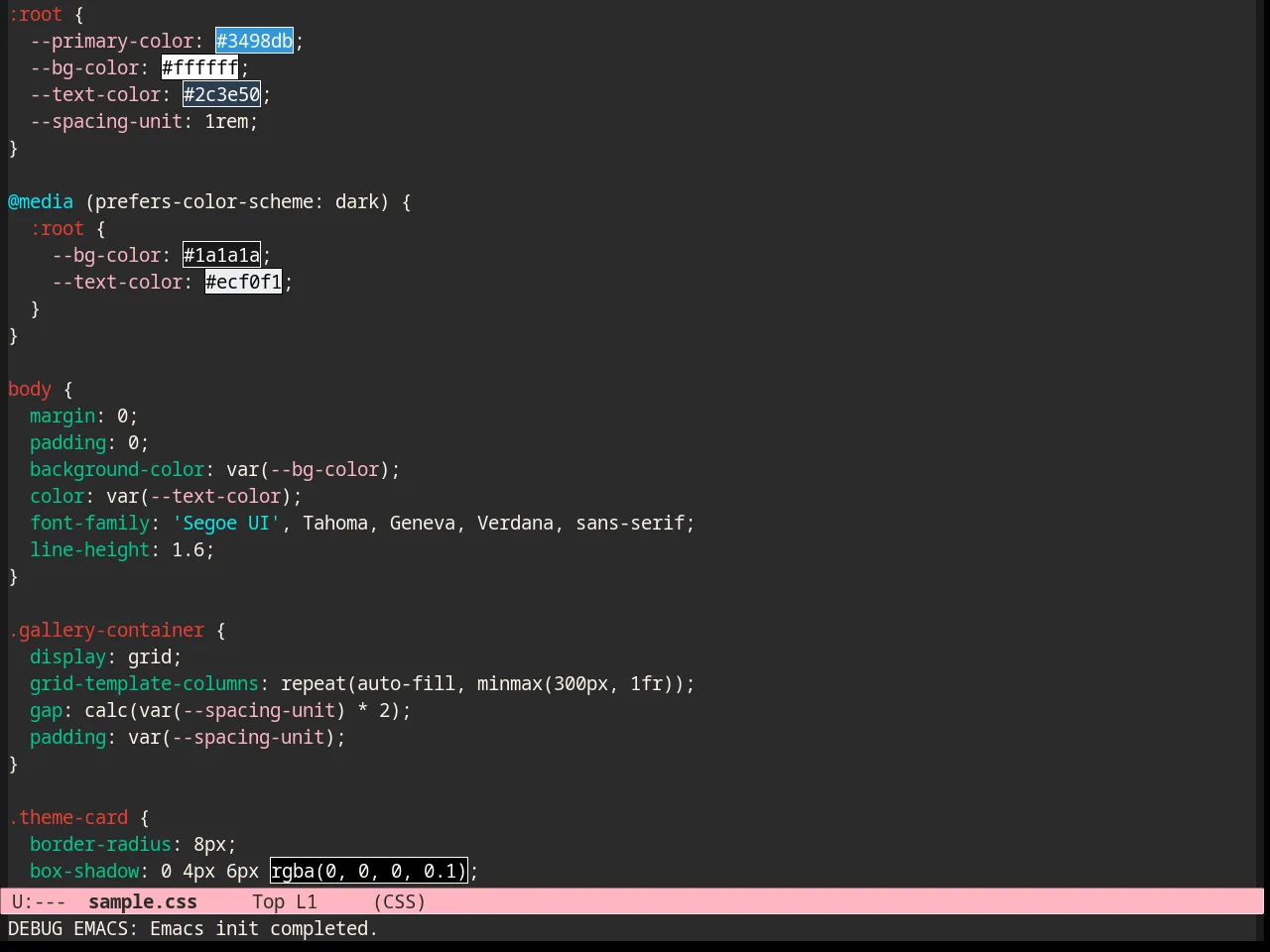 Caroline Theme in css-mode