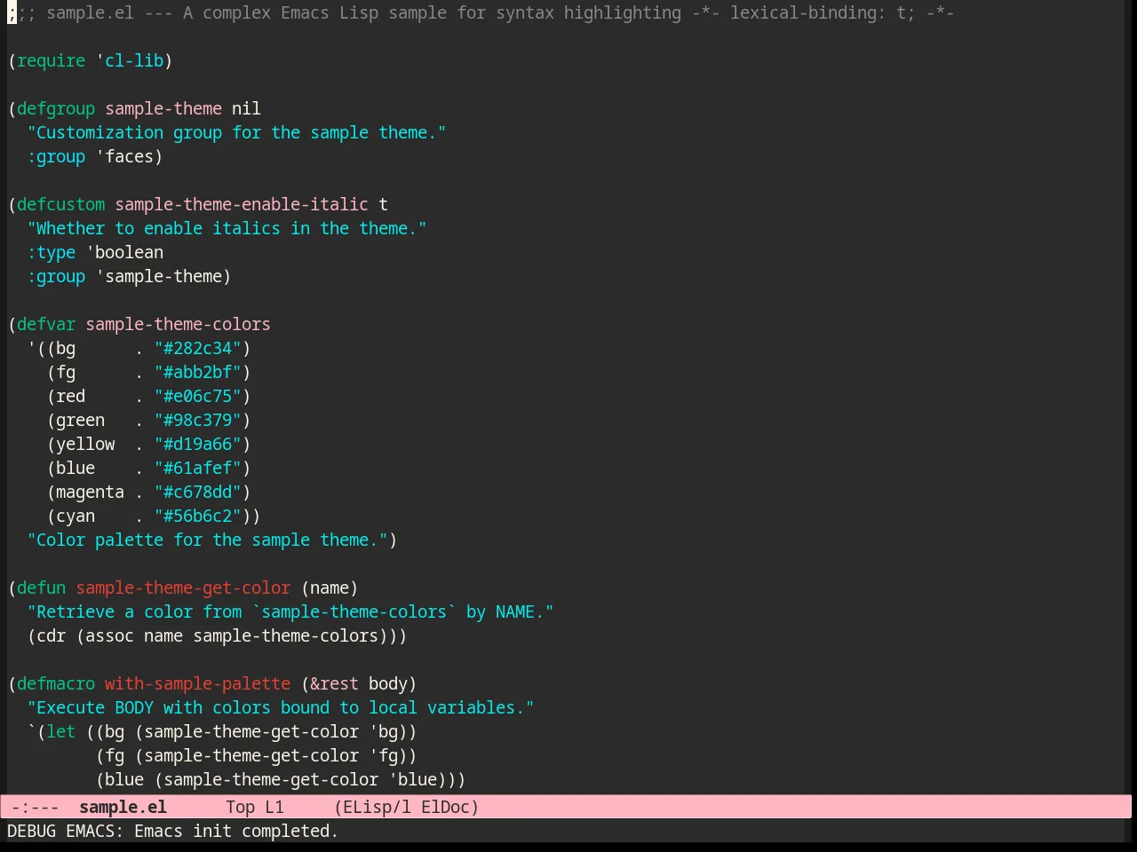 Caroline Theme in emacs-lisp-mode