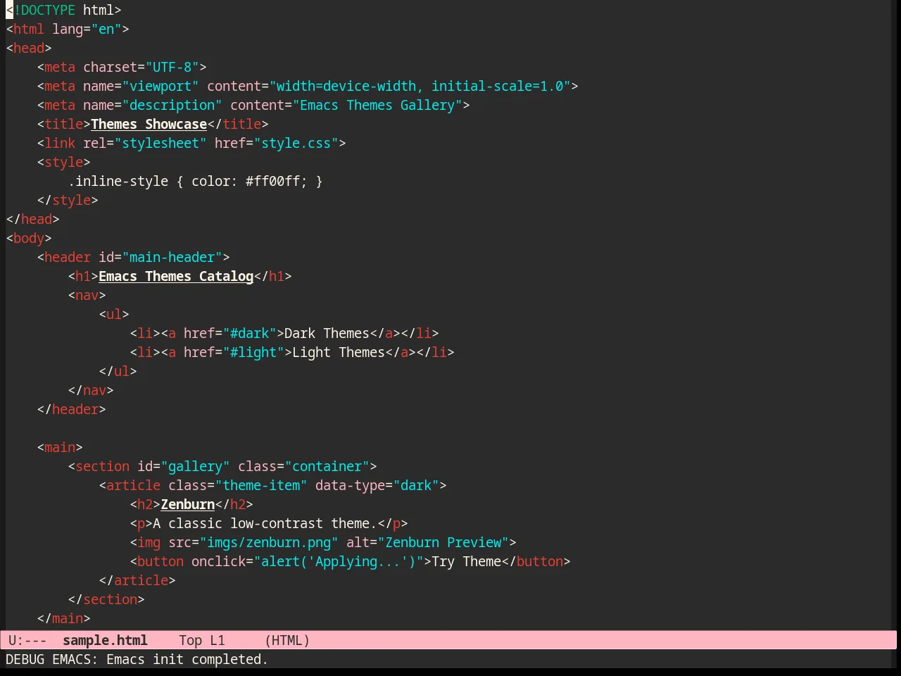 Caroline Theme in html-mode