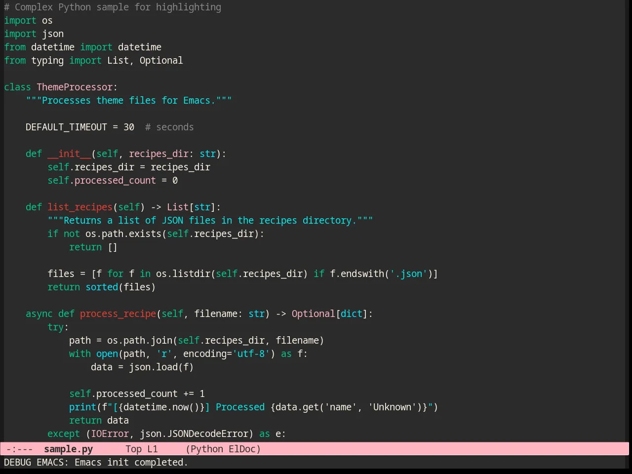 Caroline Theme in python-mode