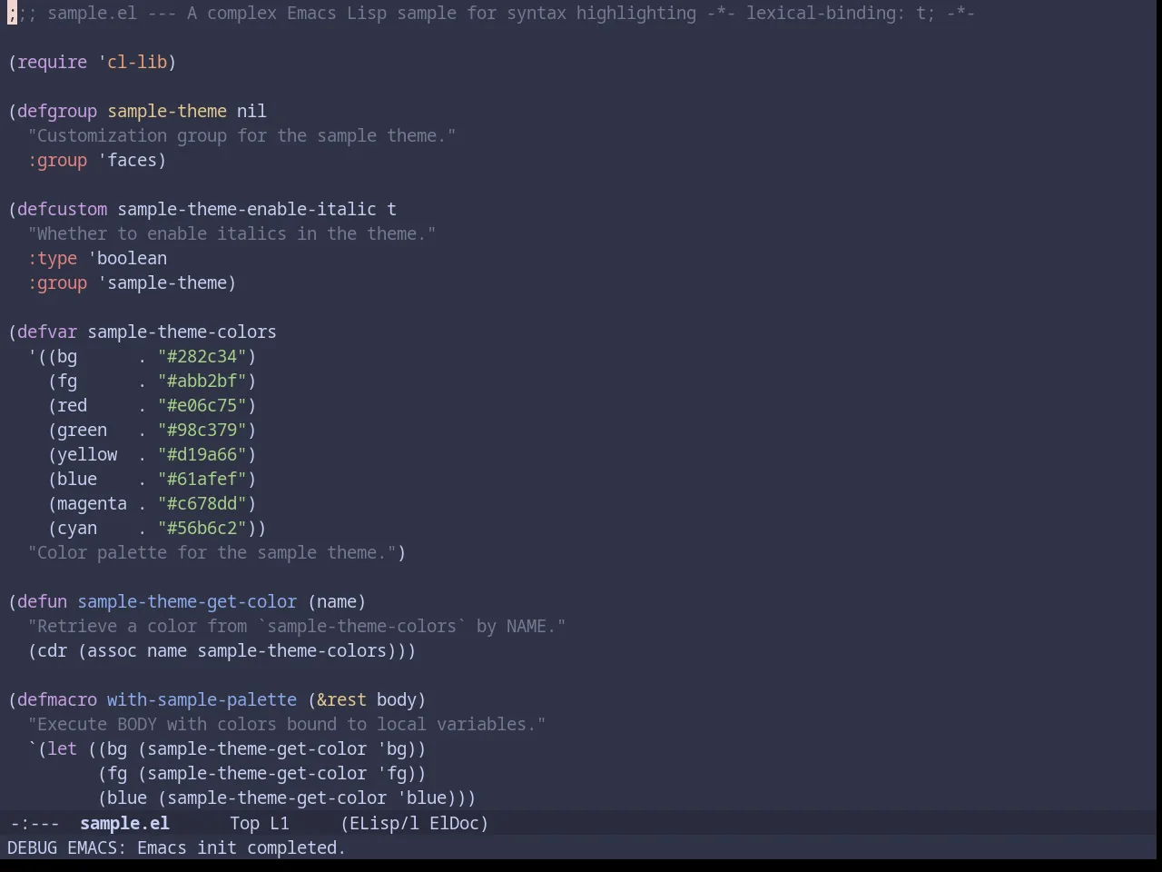 Catppuccin Frappe Theme in emacs-lisp-mode