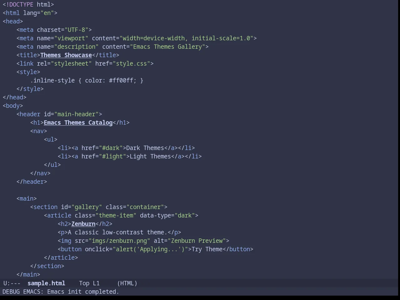 Catppuccin Frappe Theme in html-mode