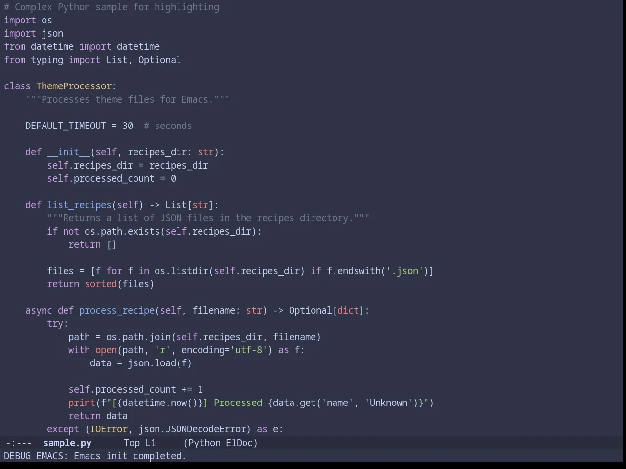 Catppuccin Frappe Theme in python-mode