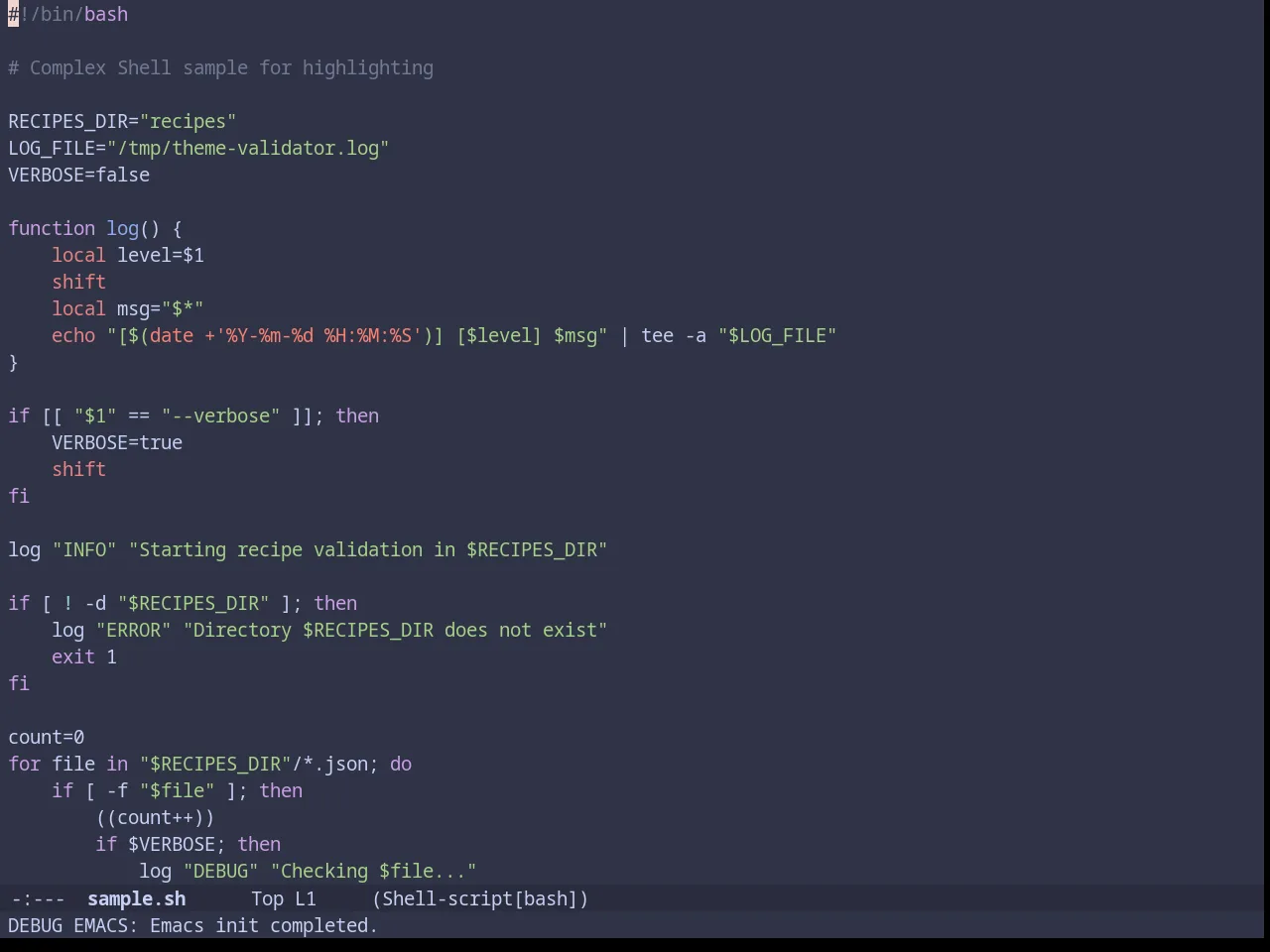 Catppuccin Frappe Theme in sh-mode