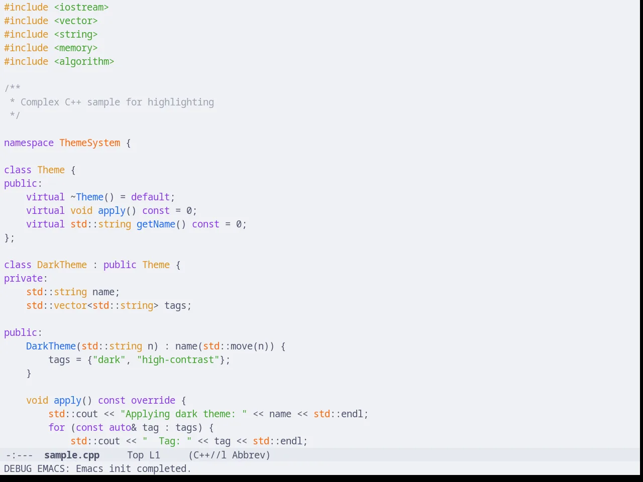 Catppuccin Latte Theme in c++-mode
