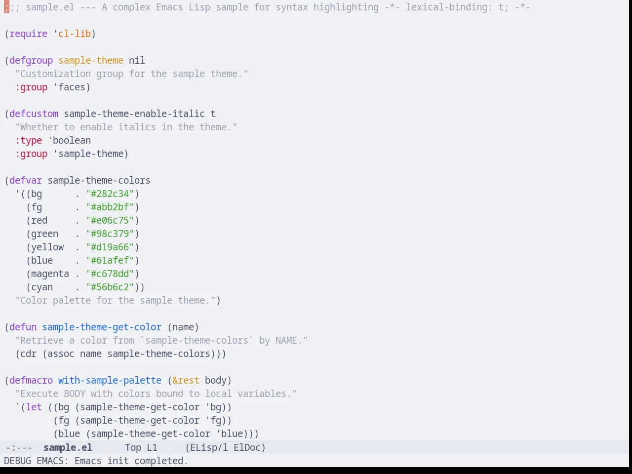 Catppuccin Latte Theme in emacs-lisp-mode
