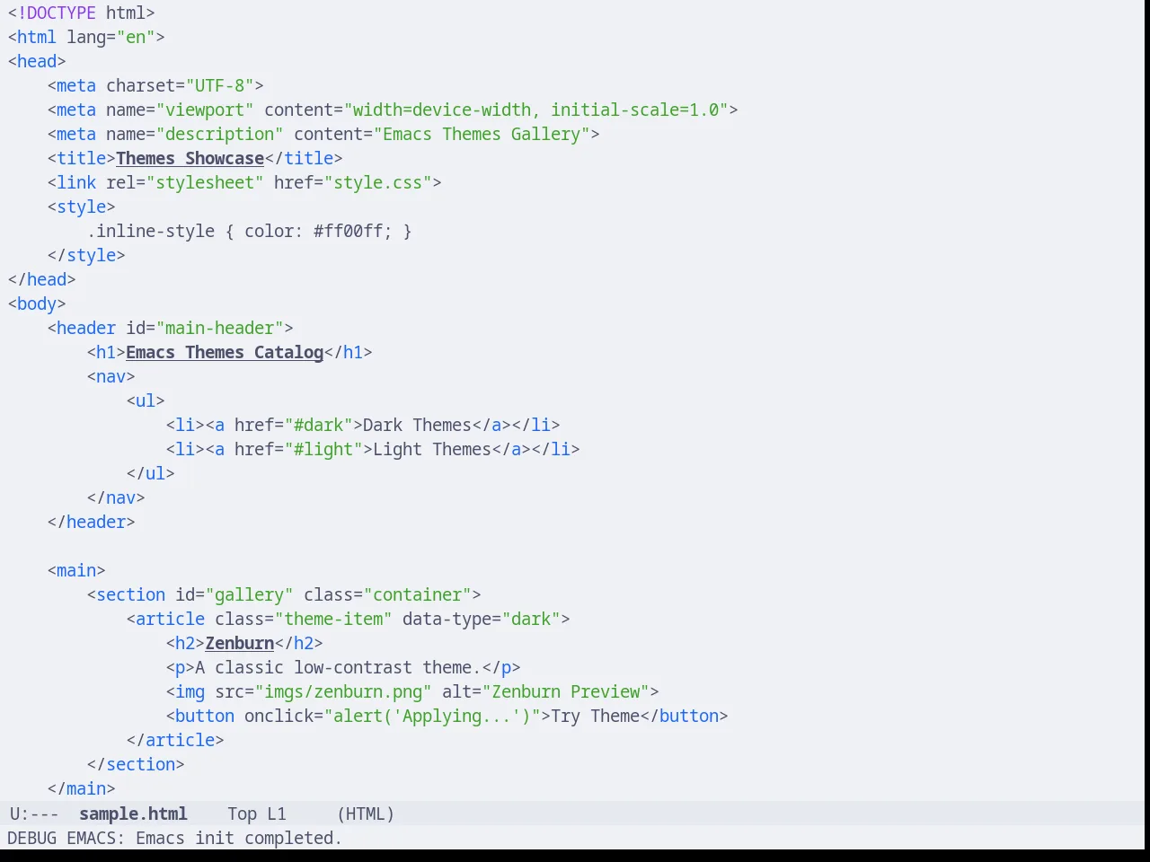 Catppuccin Latte Theme in html-mode