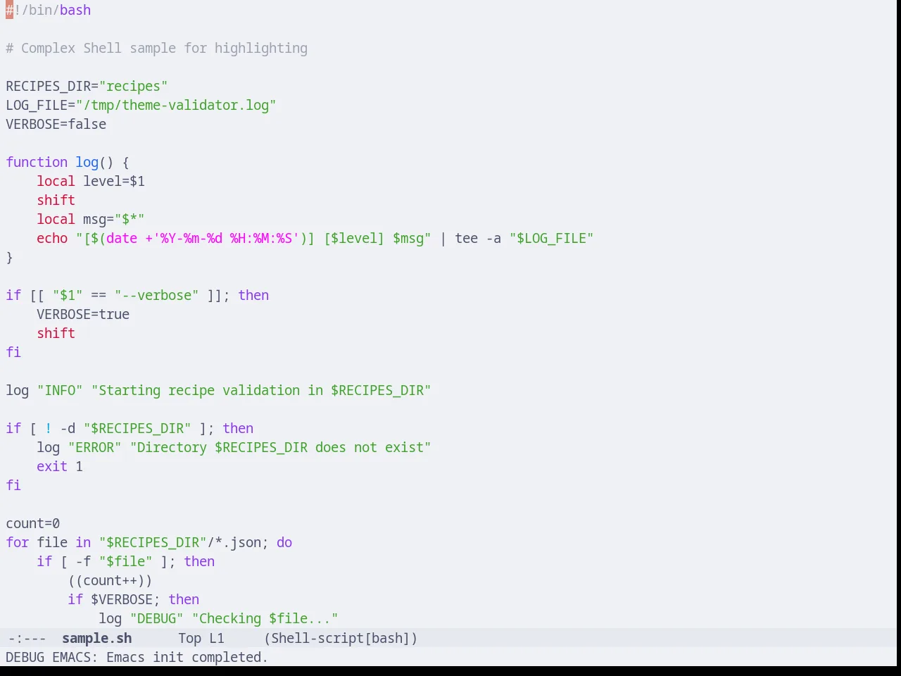 Catppuccin Latte Theme in sh-mode