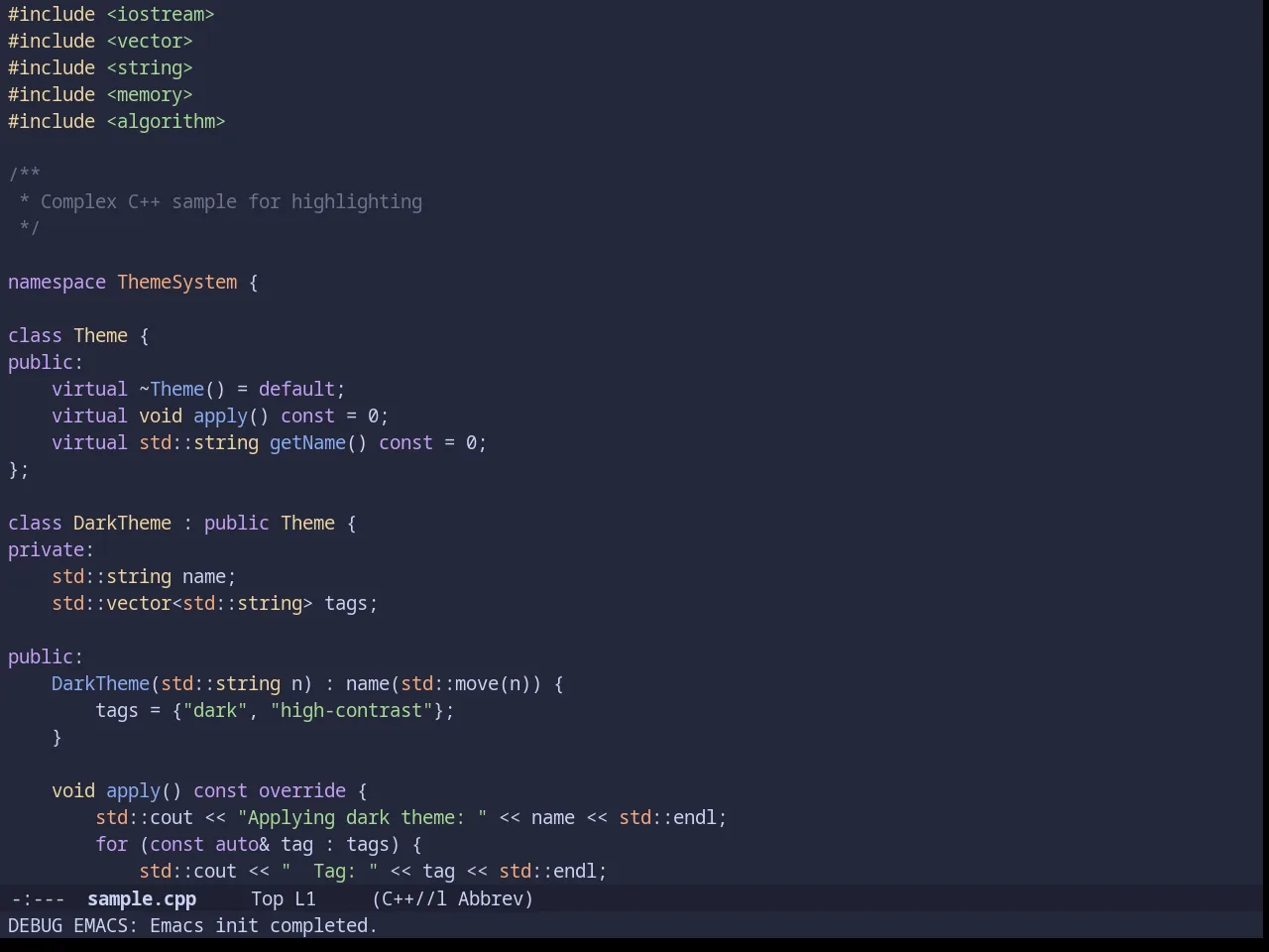 Catppuccin Macchiato Theme in c++-mode