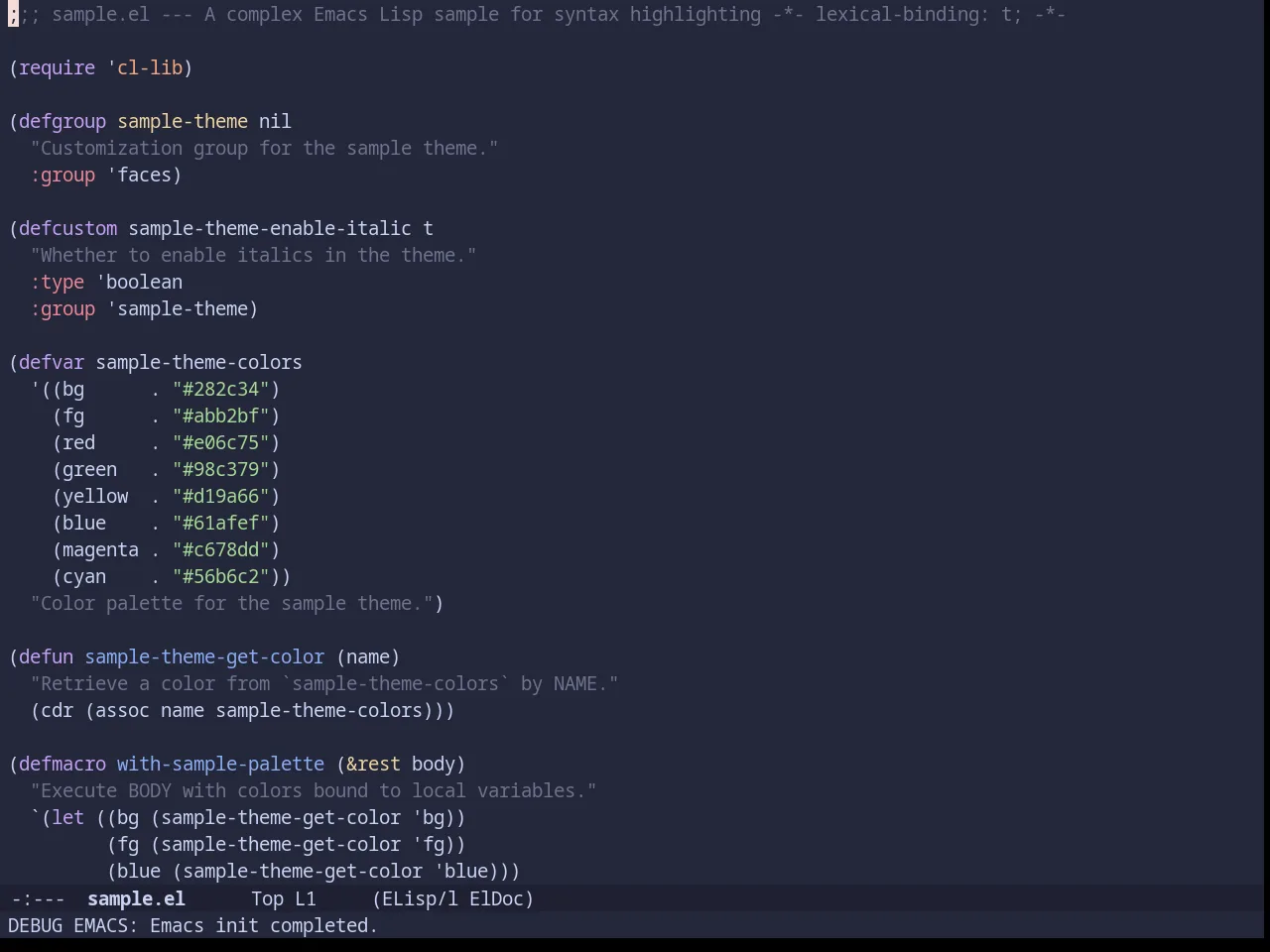 Catppuccin Macchiato Theme in emacs-lisp-mode