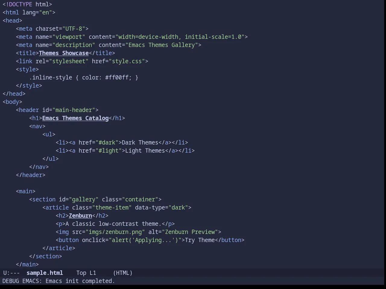 Catppuccin Macchiato Theme in html-mode