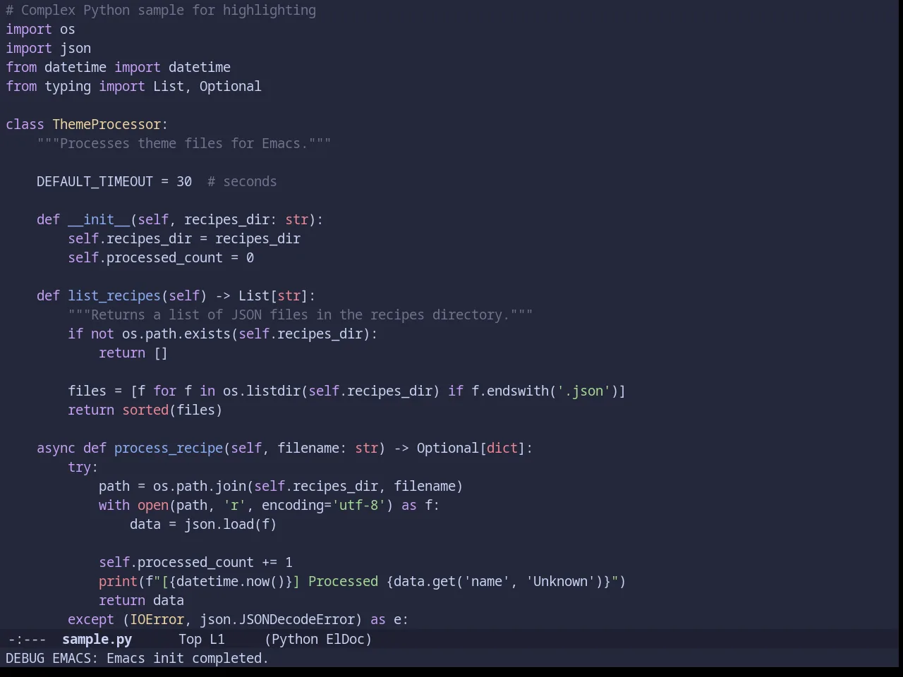 Catppuccin Macchiato Theme in python-mode
