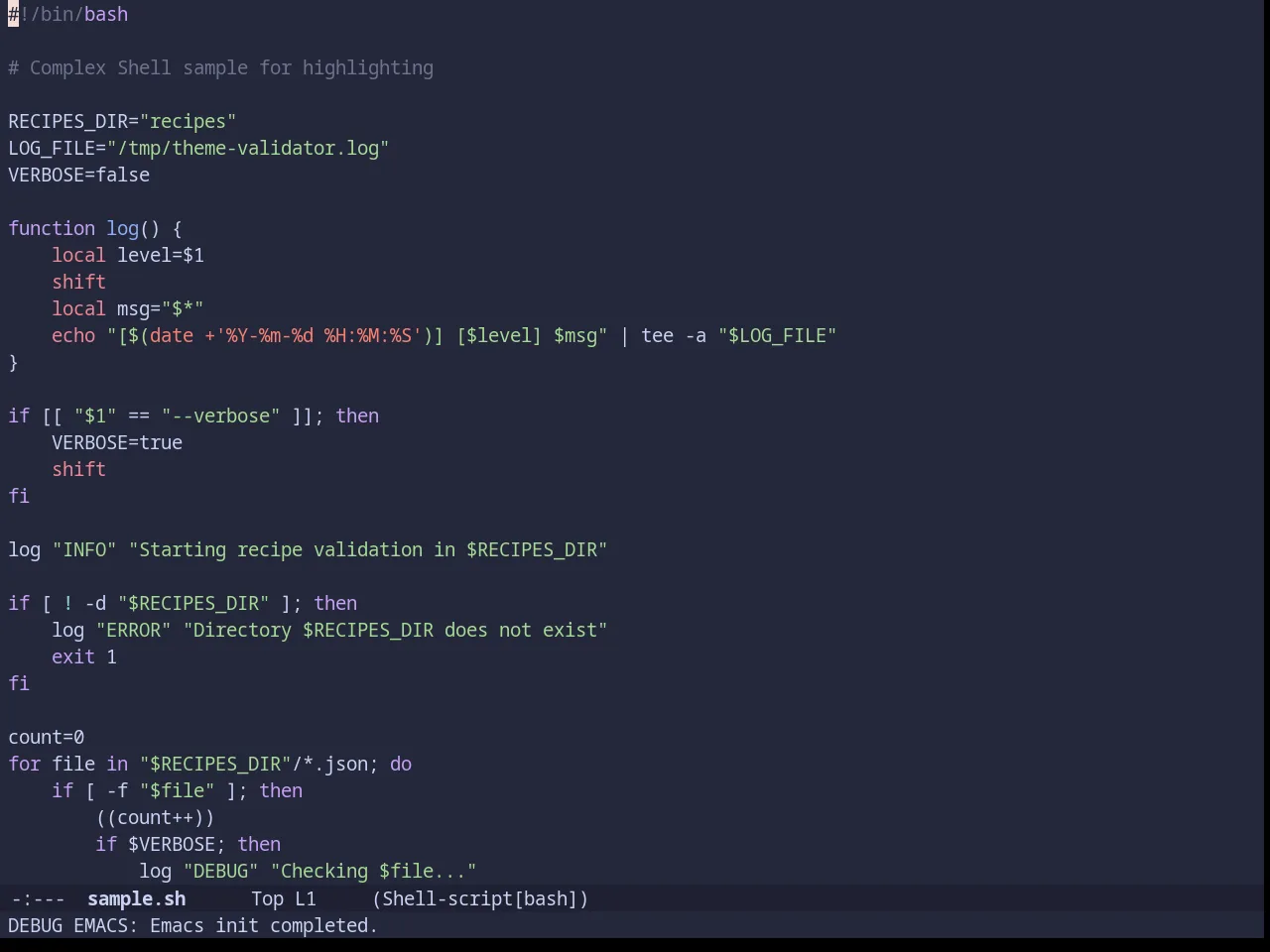 Catppuccin Macchiato Theme in sh-mode