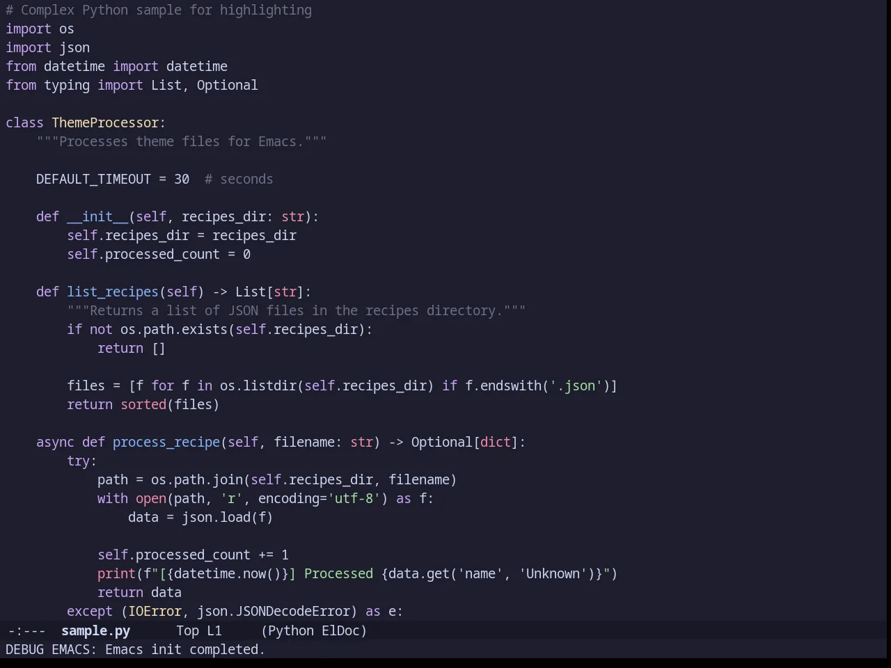 Catppuccin Mocha Theme in python-mode
