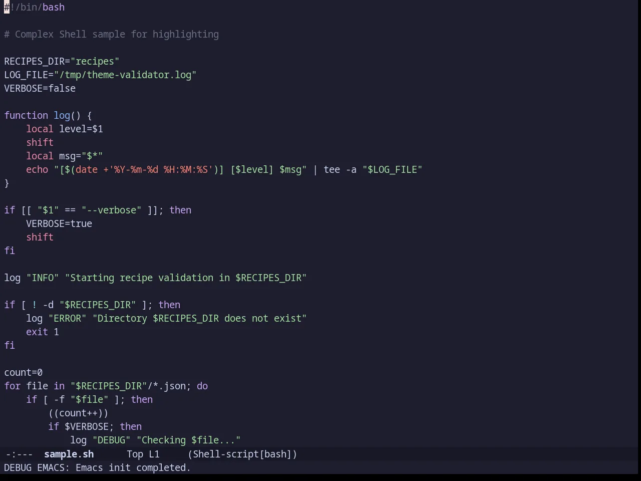 Catppuccin Mocha Theme in sh-mode