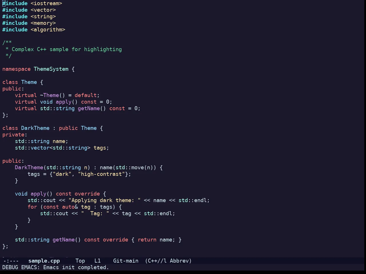 Challenger Deep Theme in c++-mode