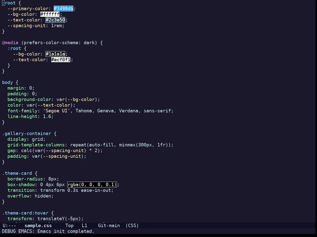 Challenger Deep Theme in css-mode