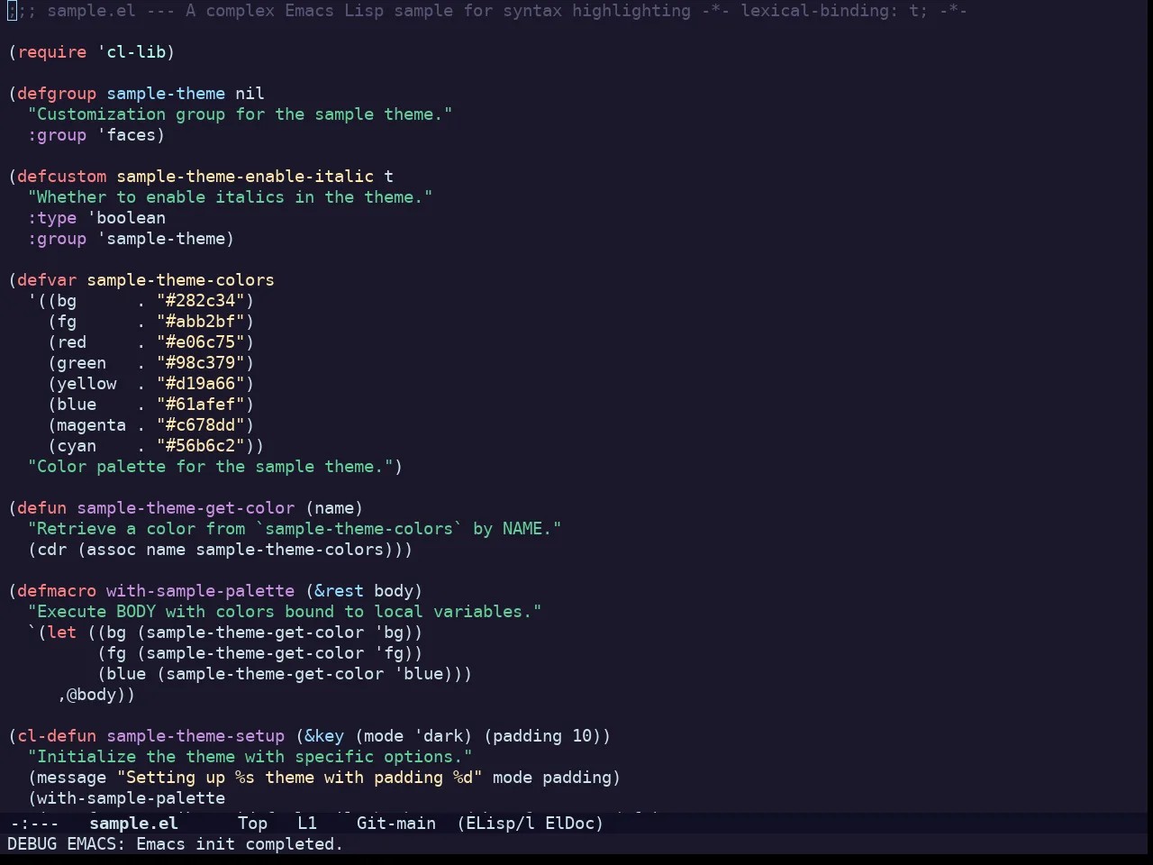 Challenger Deep Theme in emacs-lisp-mode
