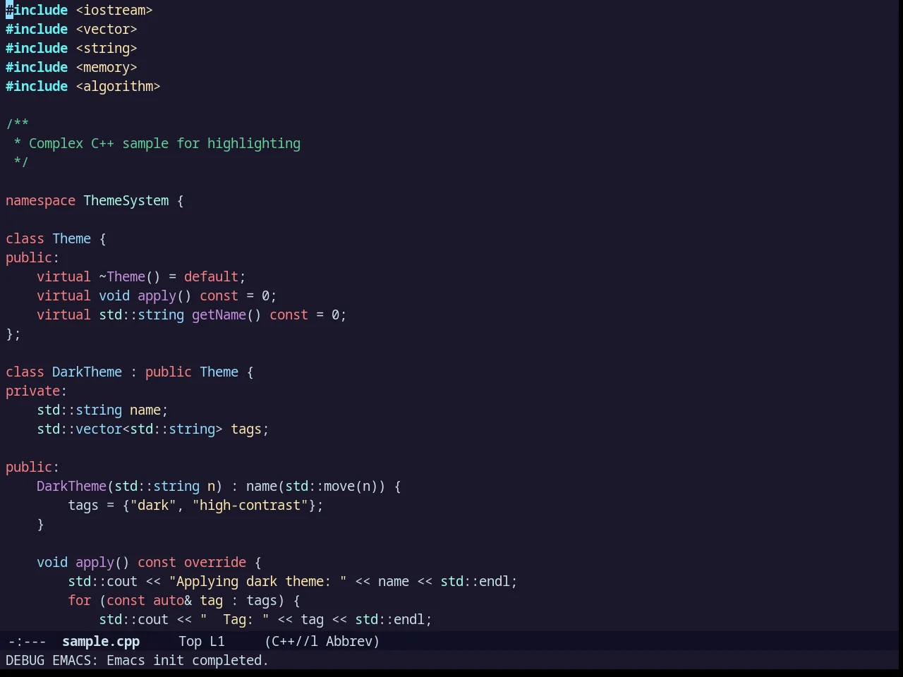 Challenger Theme in c++-mode