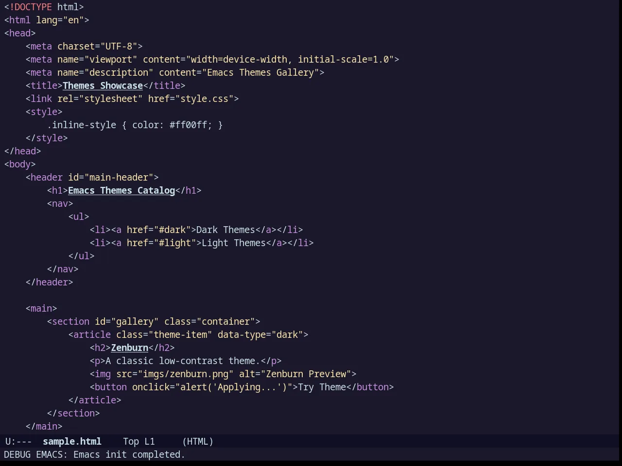 Challenger Theme in html-mode