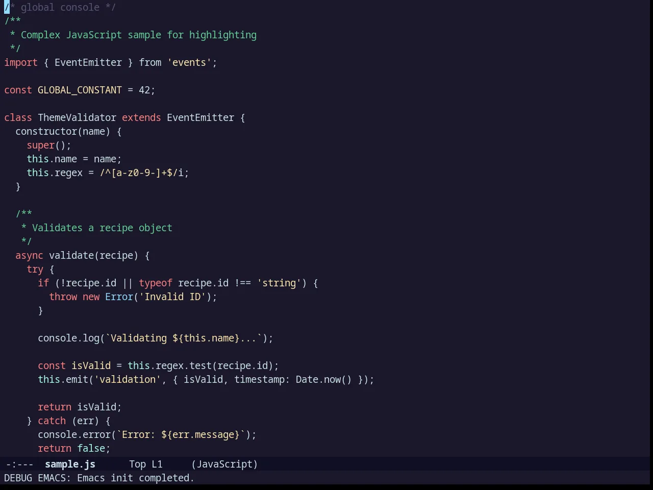 Challenger Theme in javascript-mode