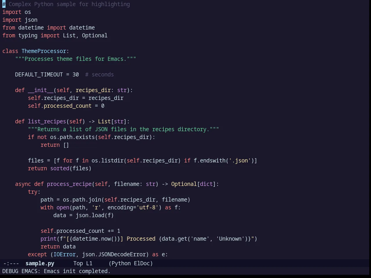 Challenger Theme in python-mode
