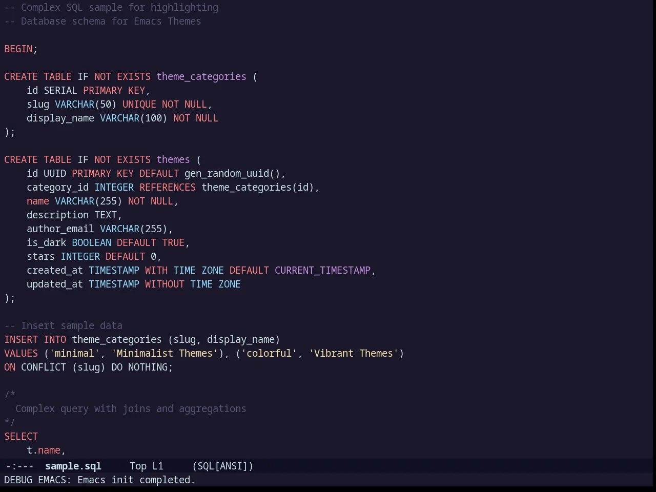 Challenger Theme in sql-mode