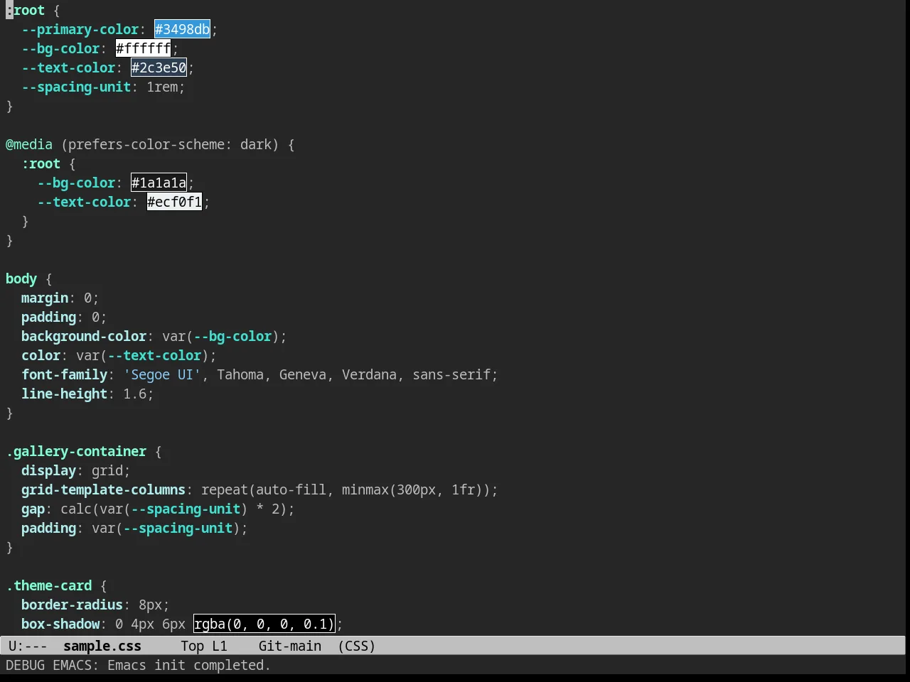 Charcoal Black Theme in css-mode