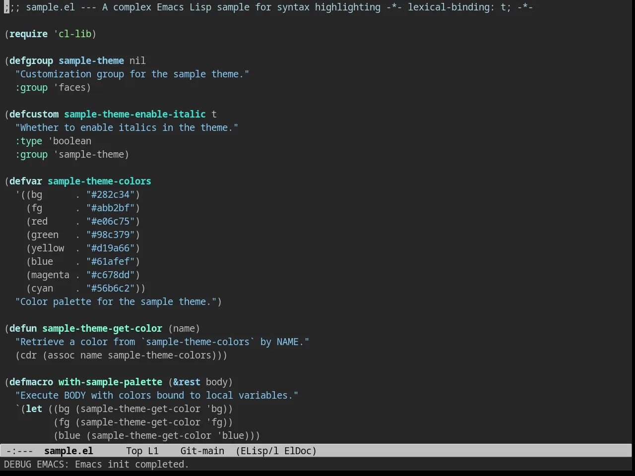 Charcoal Black Theme in emacs-lisp-mode