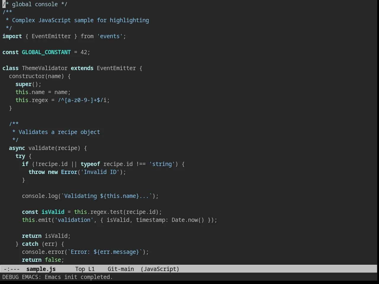 Charcoal Black Theme in javascript-mode