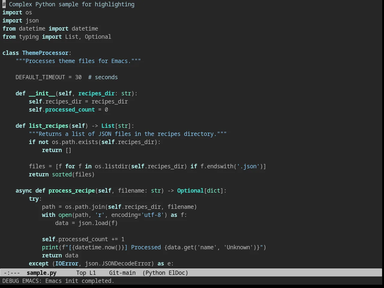 Charcoal Black Theme in python-mode