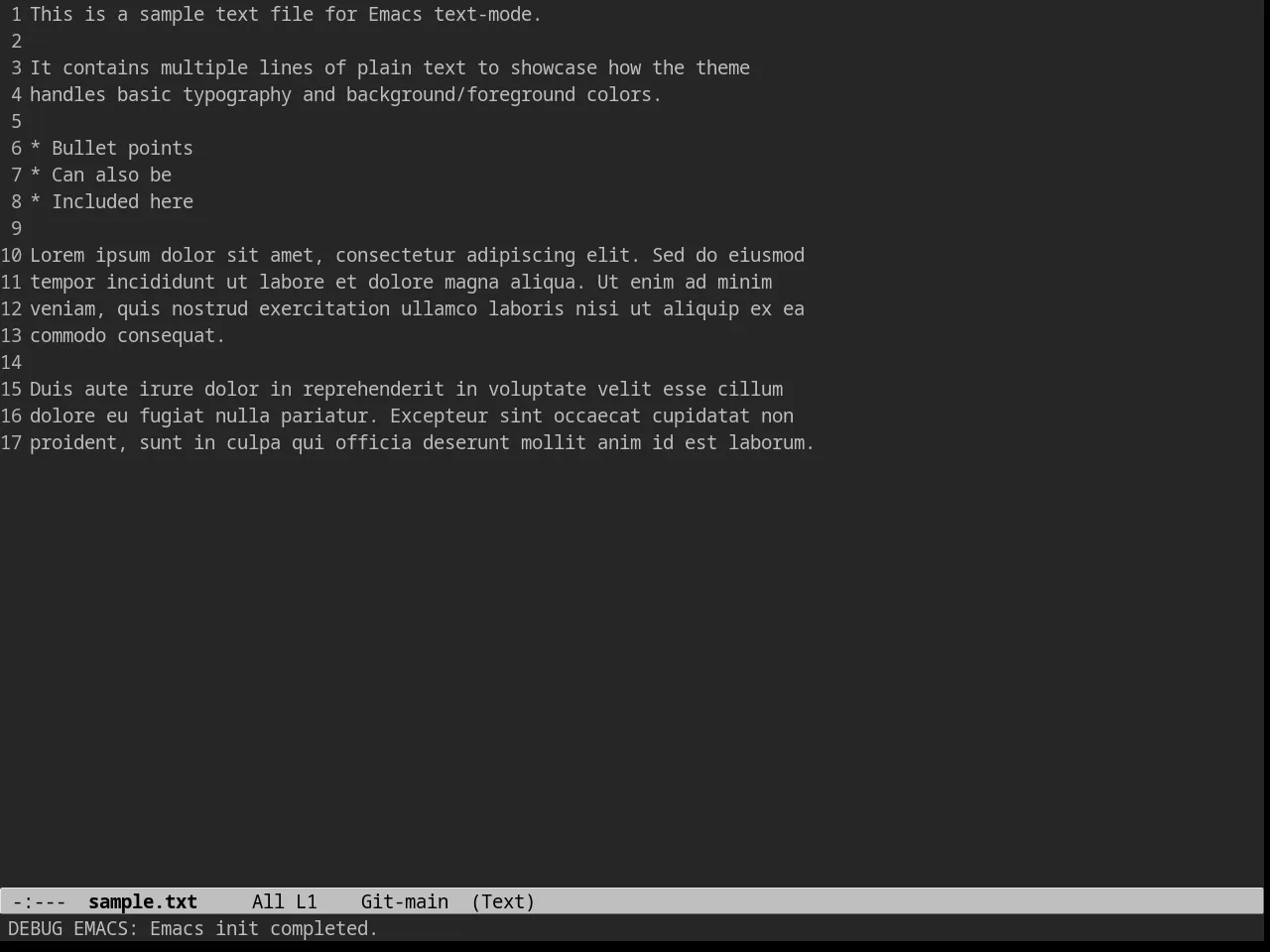 Charcoal Black Theme in text-mode