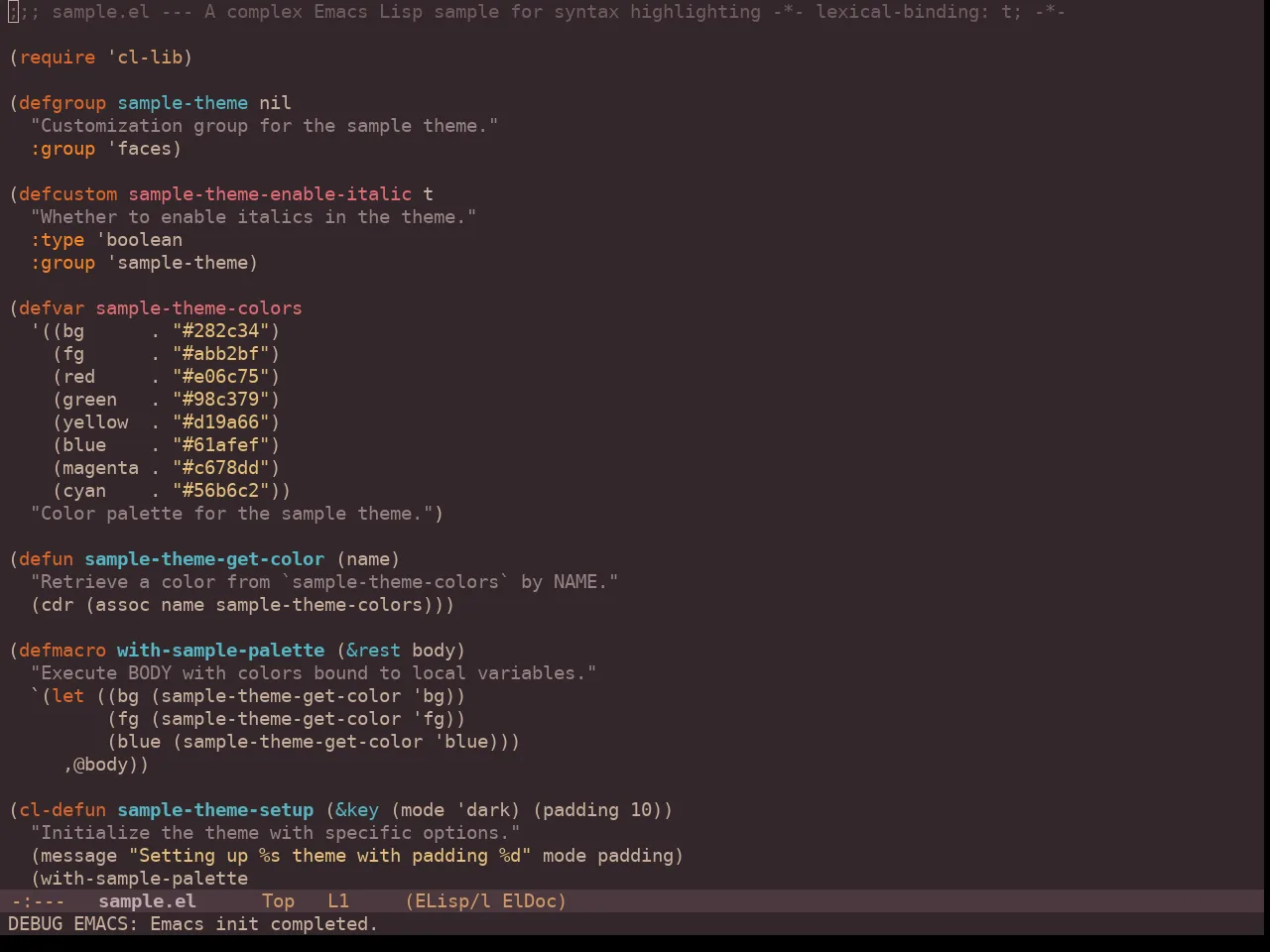 Chocolate Theme in emacs-lisp-mode