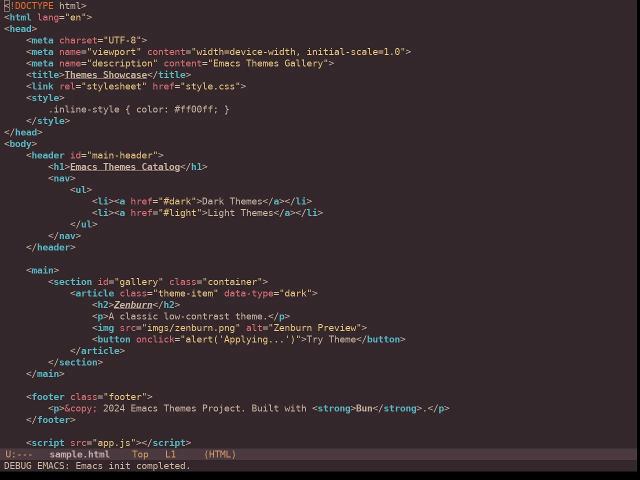 Chocolate Theme in html-mode