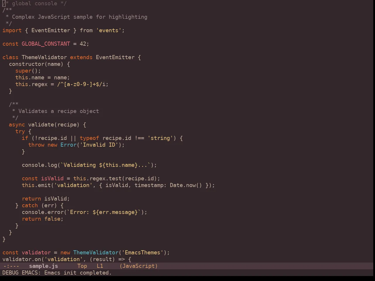 Chocolate Theme in javascript-mode