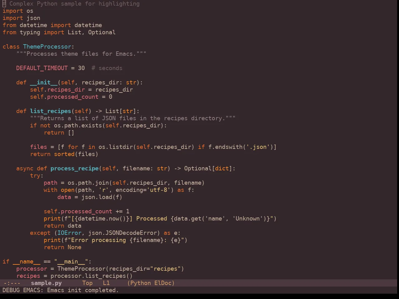 Chocolate Theme in python-mode