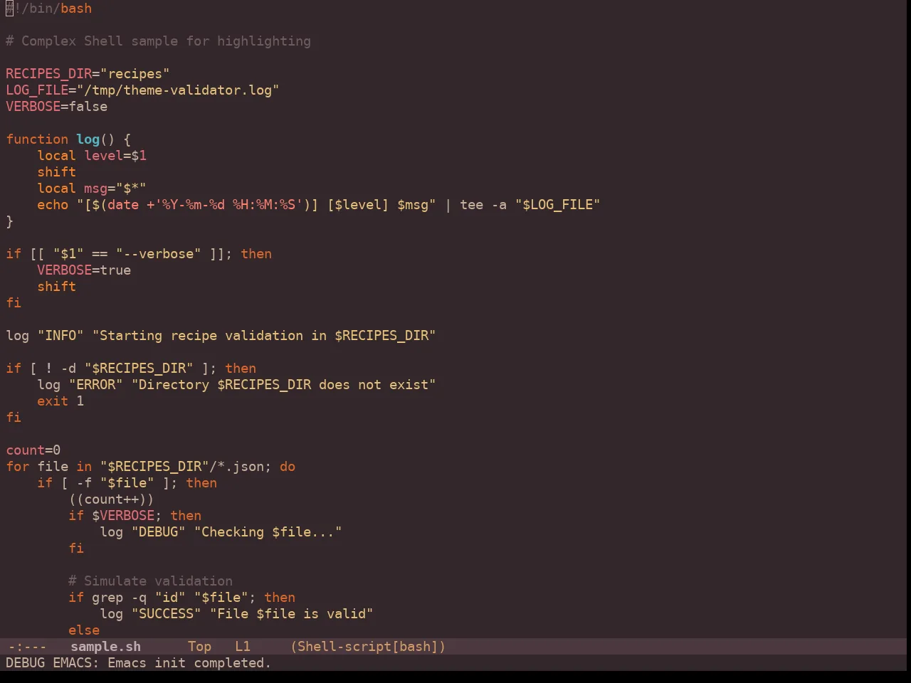 Chocolate Theme in sh-mode