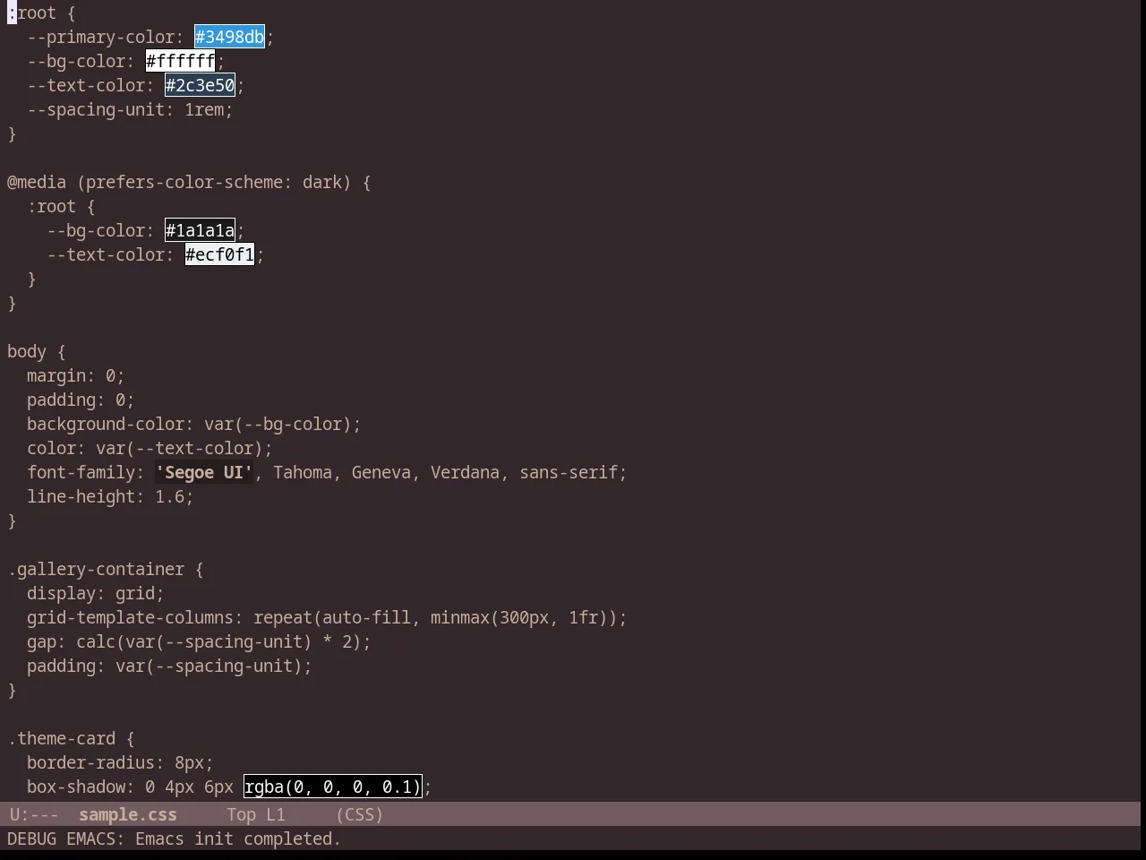 Chocolateless Theme in css-mode