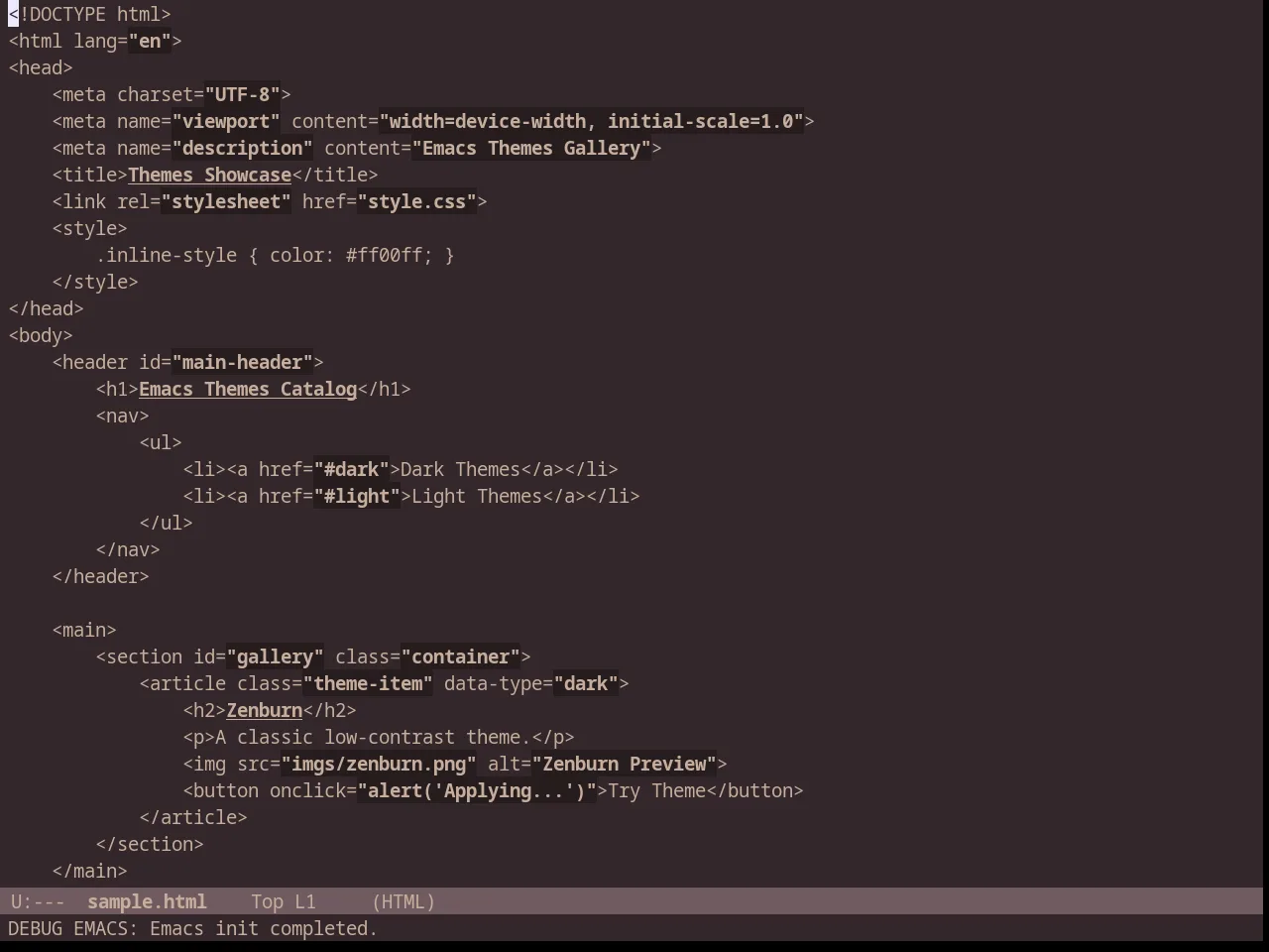 Chocolateless Theme in html-mode
