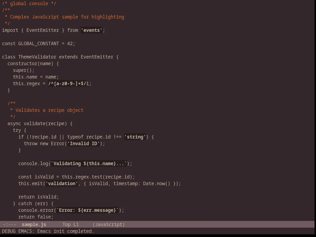 Chocolateless Theme in javascript-mode