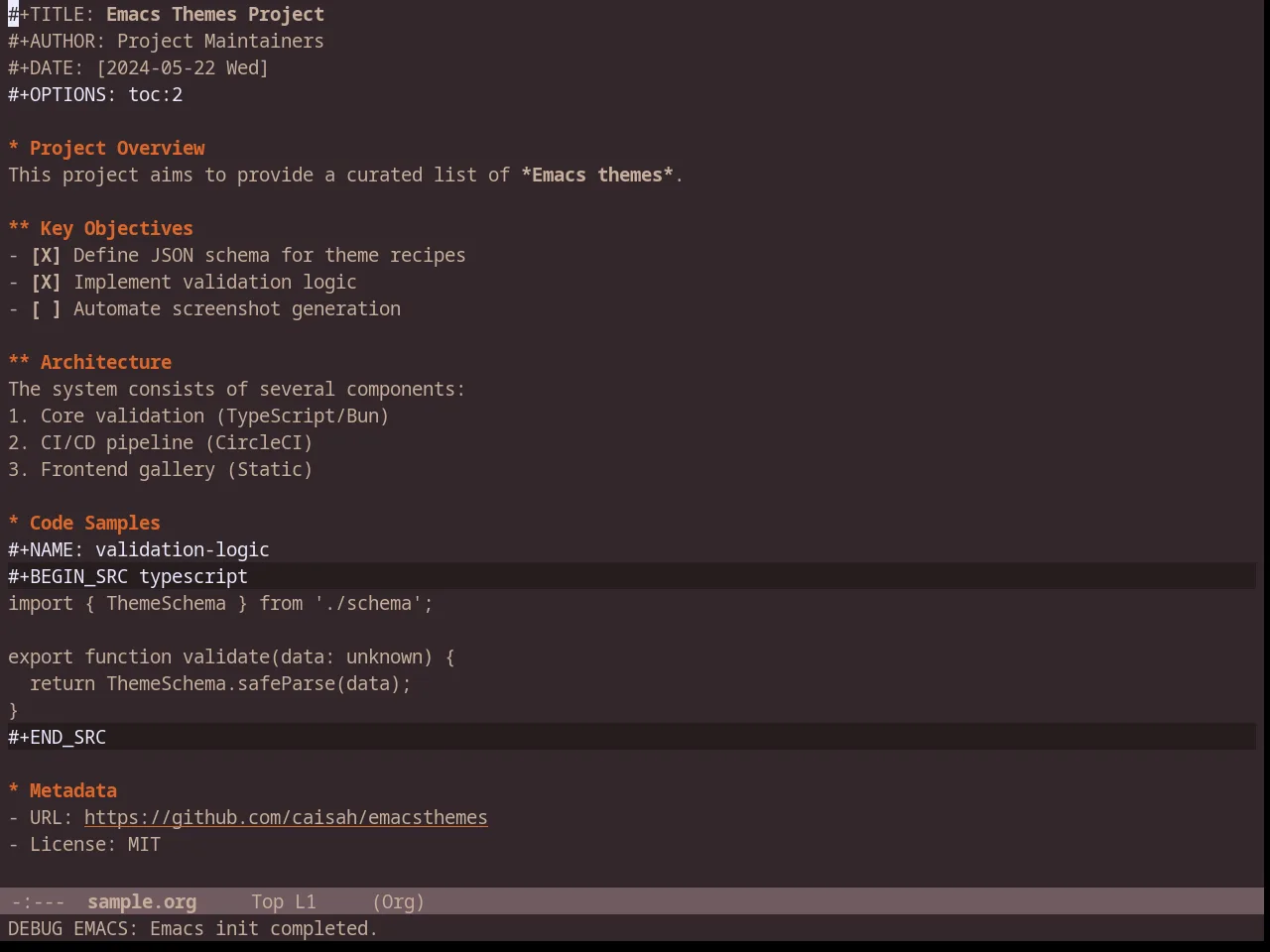 Chocolateless Theme in org-mode