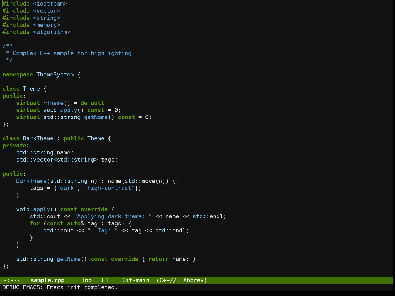 Chyla Dark Theme in c++-mode