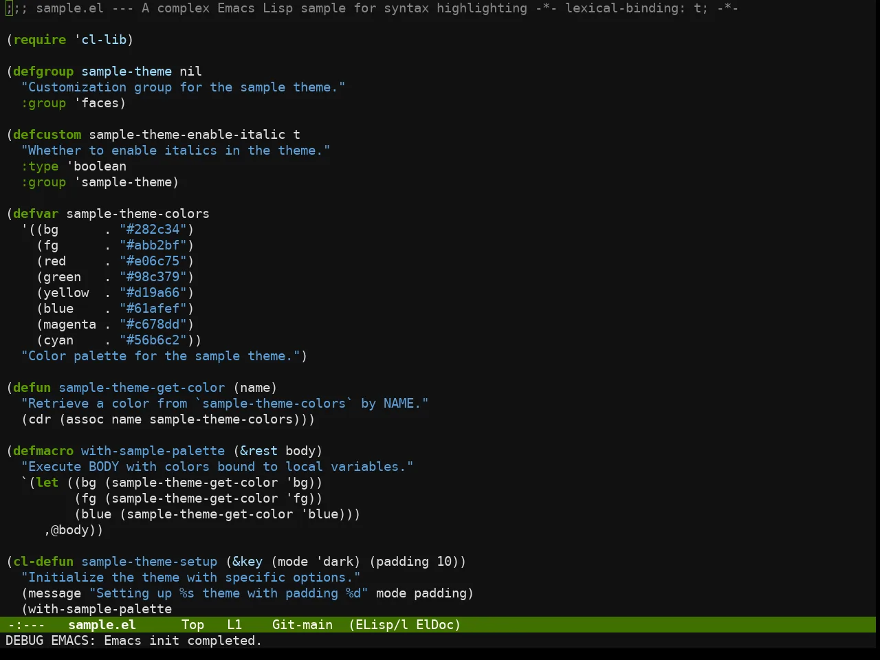 Chyla Dark Theme in emacs-lisp-mode